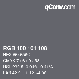 颜色代码: RGB 100 101 108 | qconv.com