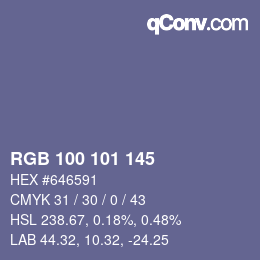 Color code: RGB 100 101 145 | qconv.com