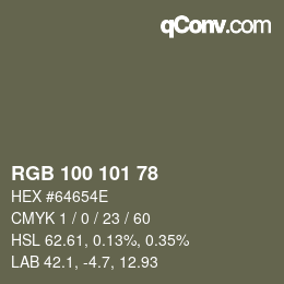 颜色代码: RGB 100 101 78 | qconv.com