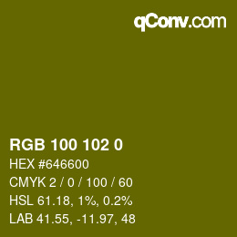 Color code: RGB 100 102 0 | qconv.com