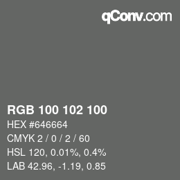 颜色代码: RGB 100 102 100 | qconv.com
