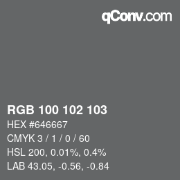 Farbcode: RGB 100 102 103 | qconv.com