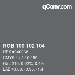 Color code: RGB 100 102 104 | qconv.com