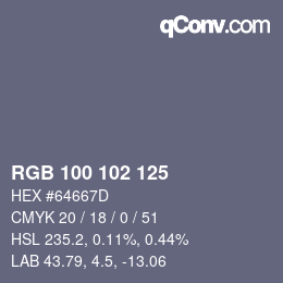 Color code: RGB 100 102 125 | qconv.com