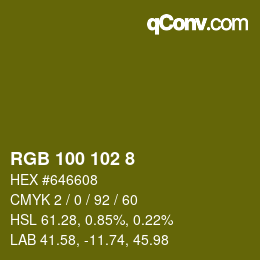 Color code: RGB 100 102 8 | qconv.com