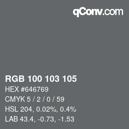 Color code: RGB 100 103 105 | qconv.com