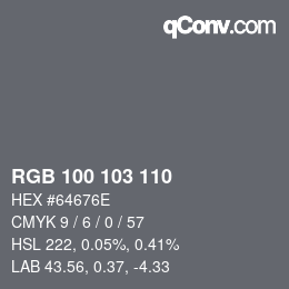 颜色代码: RGB 100 103 110 | qconv.com