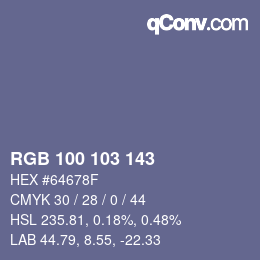 Color code: RGB 100 103 143 | qconv.com