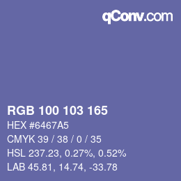 颜色代码: RGB 100 103 165 | qconv.com