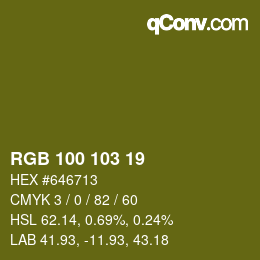 Color code: RGB 100 103 19 | qconv.com