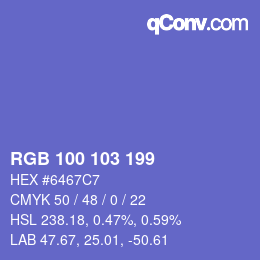 カラーコード: RGB 100 103 199 | qconv.com