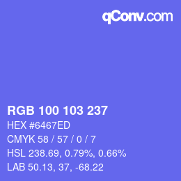 Color code: RGB 100 103 237 | qconv.com