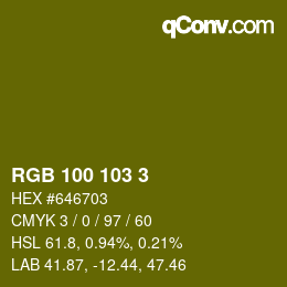 Color code: RGB 100 103 3 | qconv.com