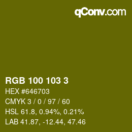 Código de color: RGB 100 103 3 | qconv.com