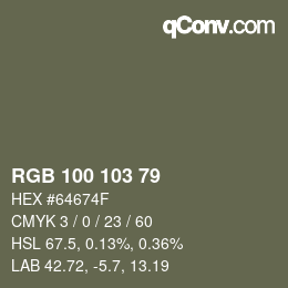 カラーコード: RGB 100 103 79 | qconv.com