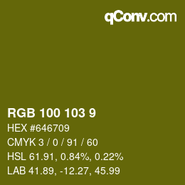 颜色代码: RGB 100 103 9 | qconv.com