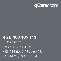 Color code: RGB 100 105 113 | qconv.com