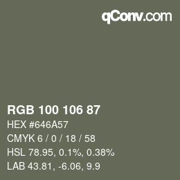 Color code: RGB 100 106 87 | qconv.com