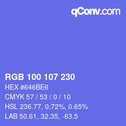 カラーコード: RGB 100 107 230 | qconv.com