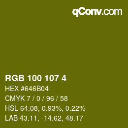 Color code: RGB 100 107 4 | qconv.com