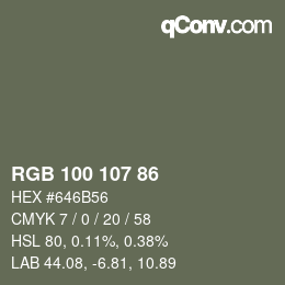 颜色代码: RGB 100 107 86 | qconv.com