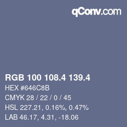 カラーコード: RGB 100 108.4 139.4 | qconv.com