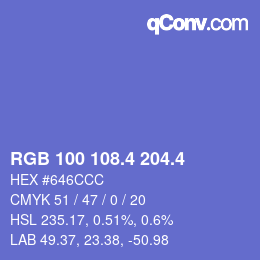 カラーコード: RGB 100 108.4 204.4 | qconv.com