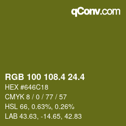 カラーコード: RGB 100 108.4 24.4 | qconv.com