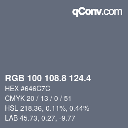 カラーコード: RGB 100 108.8 124.4 | qconv.com