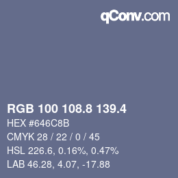 カラーコード: RGB 100 108.8 139.4 | qconv.com