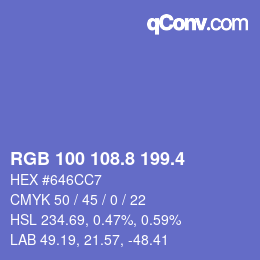 カラーコード: RGB 100 108.8 199.4 | qconv.com
