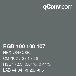 Color code: RGB 100 108 107 | qconv.com