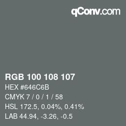 Código de color: RGB 100 108 107 | qconv.com