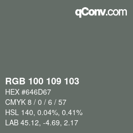 Color code: RGB 100 109 103 | qconv.com