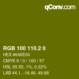 カラーコード: RGB 100 110.2 0 | qconv.com