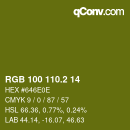 カラーコード: RGB 100 110.2 14 | qconv.com
