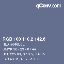 カラーコード: RGB 100 110.2 142.6 | qconv.com