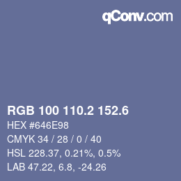 カラーコード: RGB 100 110.2 152.6 | qconv.com