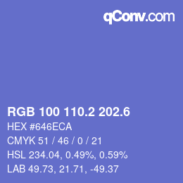カラーコード: RGB 100 110.2 202.6 | qconv.com