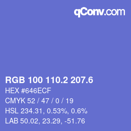 カラーコード: RGB 100 110.2 207.6 | qconv.com