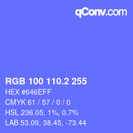 カラーコード: RGB 100 110.2 255 | qconv.com