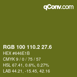 カラーコード: RGB 100 110.2 27.6 | qconv.com