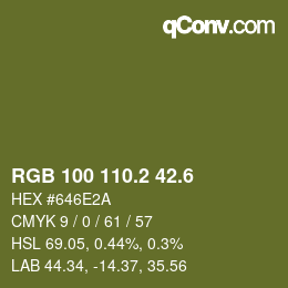 カラーコード: RGB 100 110.2 42.6 | qconv.com