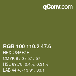 カラーコード: RGB 100 110.2 47.6 | qconv.com