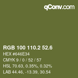 カラーコード: RGB 100 110.2 52.6 | qconv.com