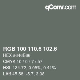 カラーコード: RGB 100 110.6 102.6 | qconv.com