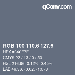 カラーコード: RGB 100 110.6 127.6 | qconv.com