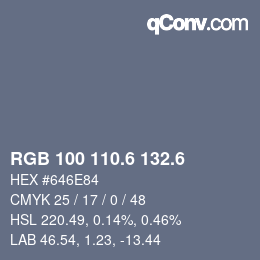 カラーコード: RGB 100 110.6 132.6 | qconv.com