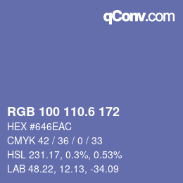 カラーコード: RGB 100 110.6 172 | qconv.com