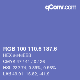 カラーコード: RGB 100 110.6 187.6 | qconv.com